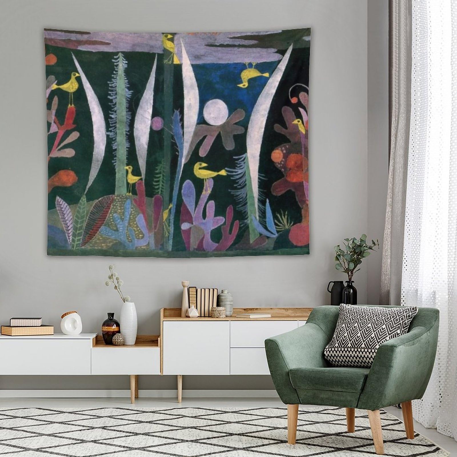 パウル・クレー、【黄色い鳥のいる風景】、希少な額装用画集より、状態良好 パウル・クレー、【黄色い鳥のいる風景】、希少な額装用画集より